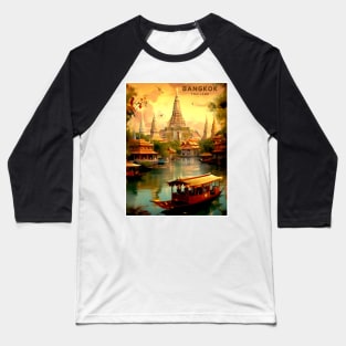 Bangkok Thailand Wat Arun Temple Travel and Tourism advertising Print Baseball T-Shirt